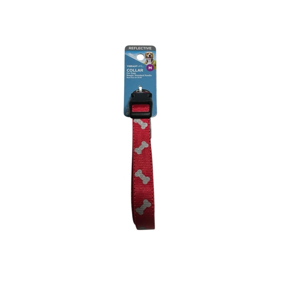 VIBRANT LIFE dog collar‎ SIZE MEDIUM neck size 14-20 in 20-50 lb reflective